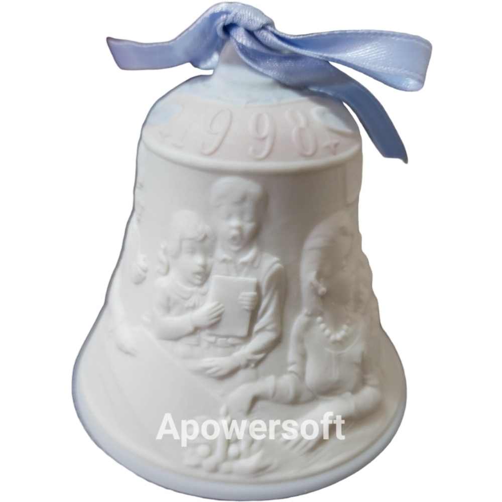 1998 Lladro Decorative Porcelain Bell with Blue Ribbon